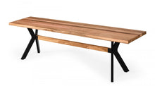 Load image into Gallery viewer, Modern Solid Drift oak Bench with Black Powder coated metal legs
