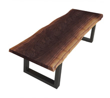 Load image into Gallery viewer, Modern Live Edge Wood and Acacia wood Dining Bench with Black metal U shaped legs
