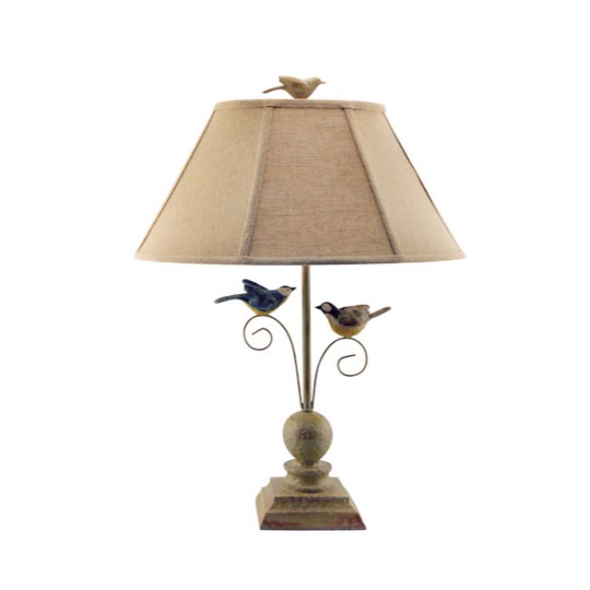 Table Lamp with Colorful Birds