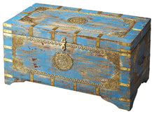 Load image into Gallery viewer, Traditional Hand Painted Brass Inlay Storage Trunk
