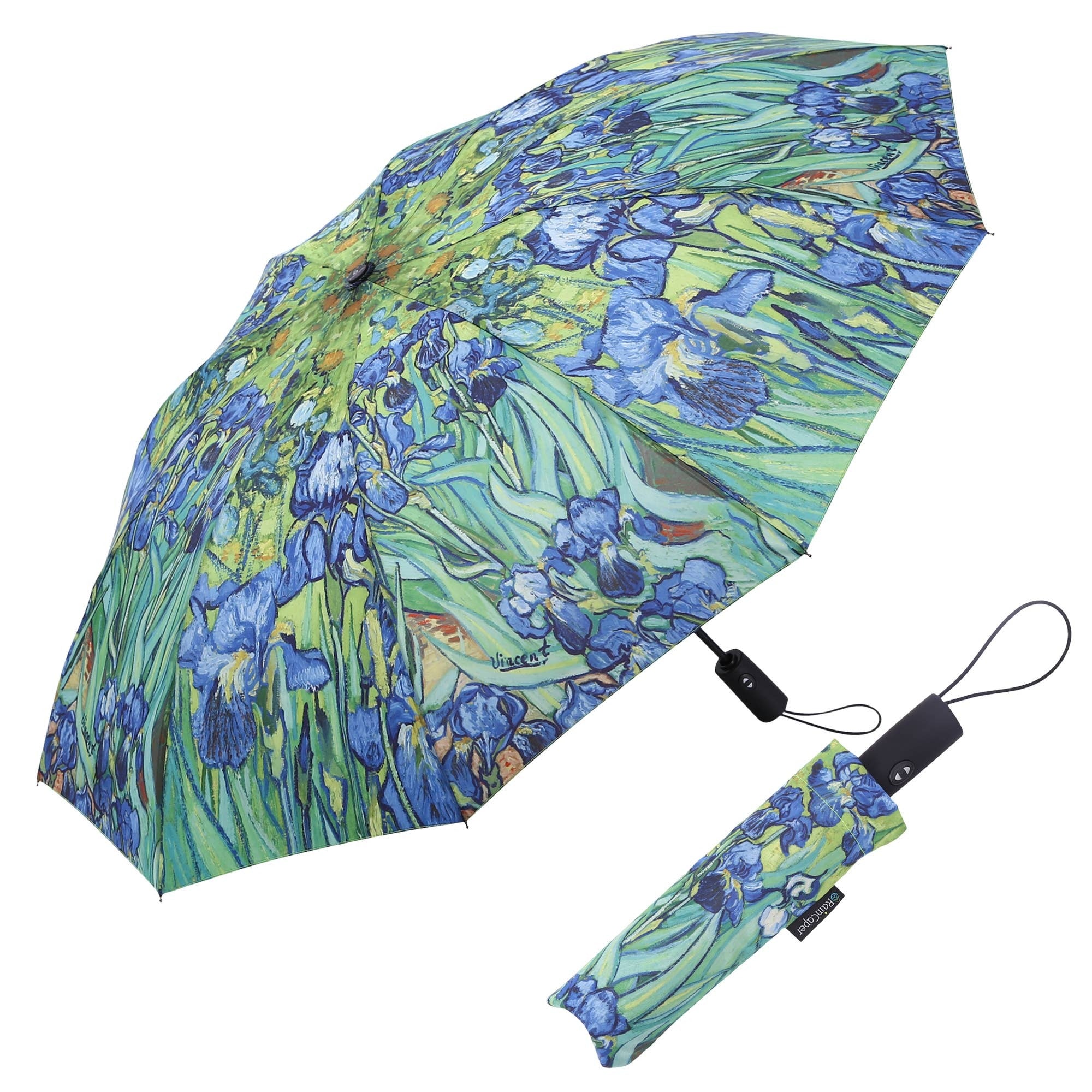 RainCaper van Gogh Irises Folding Travel Umbrella