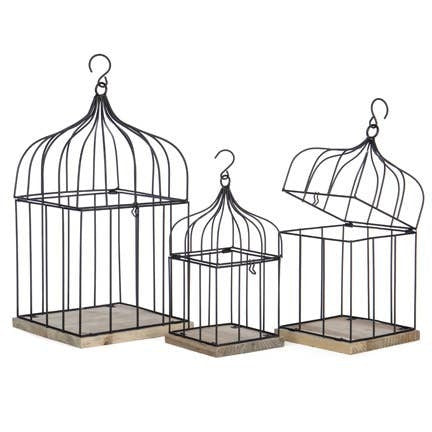 Set Of 3 Metal Wire Bird Cages