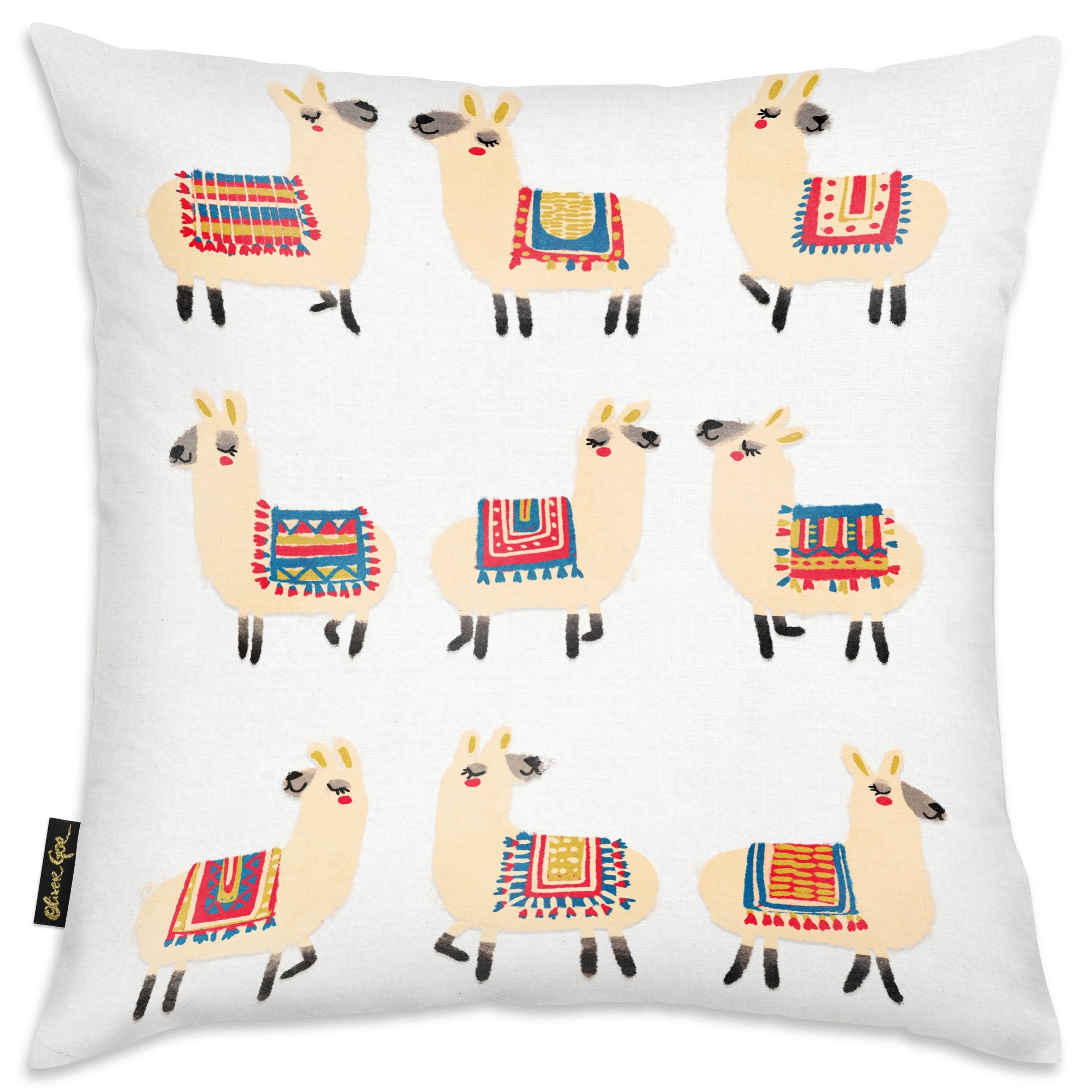 Oliver Gal 'Flock of Llamas' Decorative Pillow